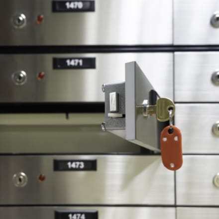 An opened safe deposit box.