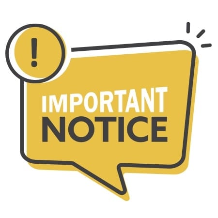 A callout with the words: important notice.