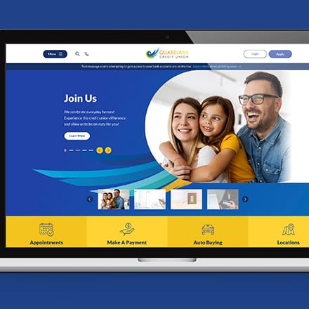 Screenshot of the new website.