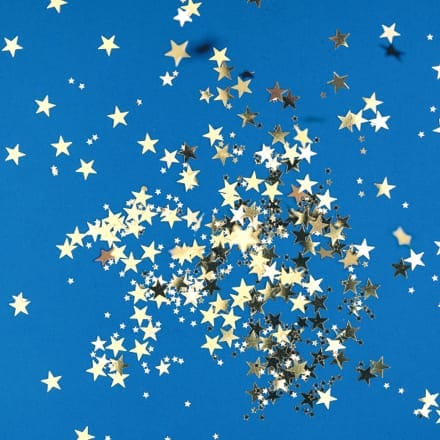 Gold stars against a blue background.