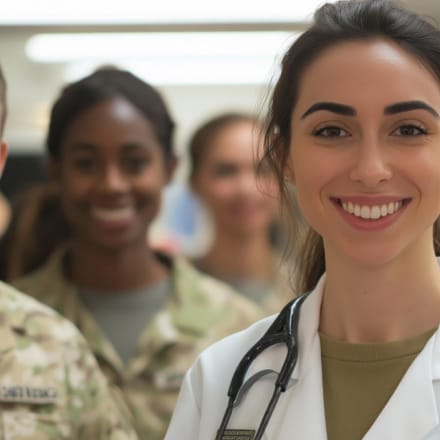 A group of smiling service women.