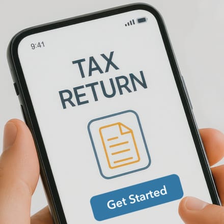 A mobile device with a tax return screen.