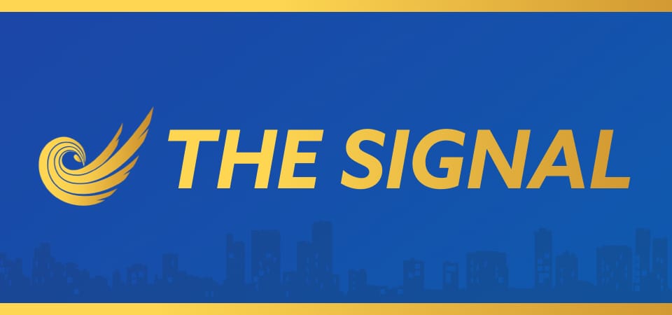 The Signal logo against a watermark of a skyline.