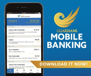 Screenshot of Guardians One Mobile Banking App on an iPhone