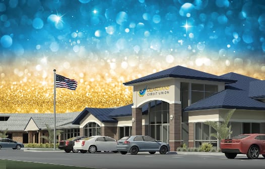 A 3D rendering of the new Guardians Credit Union branch