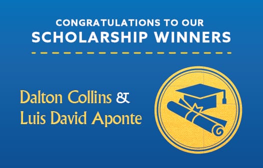 Against a solid background the words: Congratulations to our scholarship winners.