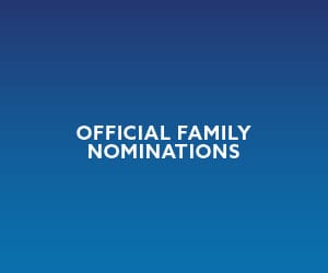In white, the words "Official Family Nominations" against a blue background.