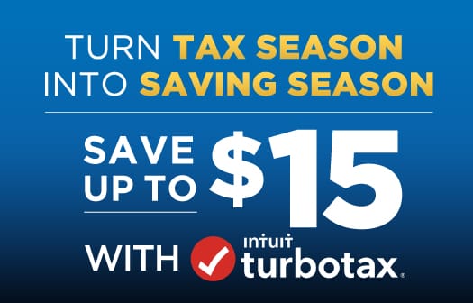 Turn tax season into saving season. Save up to $15 with turbotax.