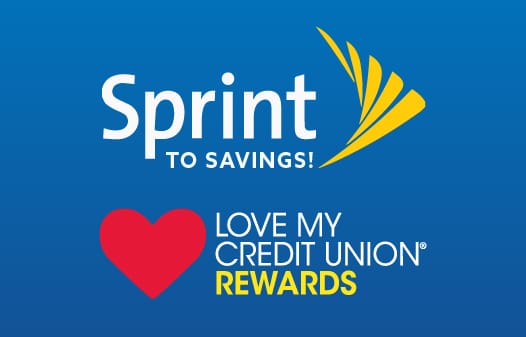 The Sprint To Savings logo and the Love My Credit Union Rewards logo.
