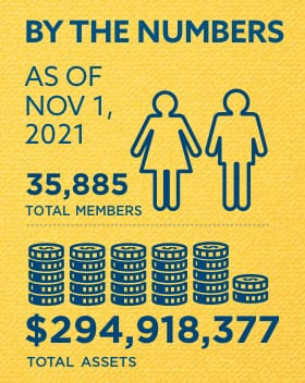 Membership and Assets as of November 2021: 35,885 total members and $294,918,377 total assets