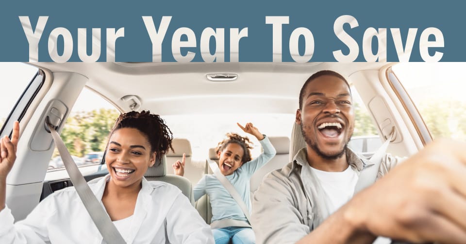 A side view of a white SUV. To the left, the words: drive forward. Cruise in to lower payments.